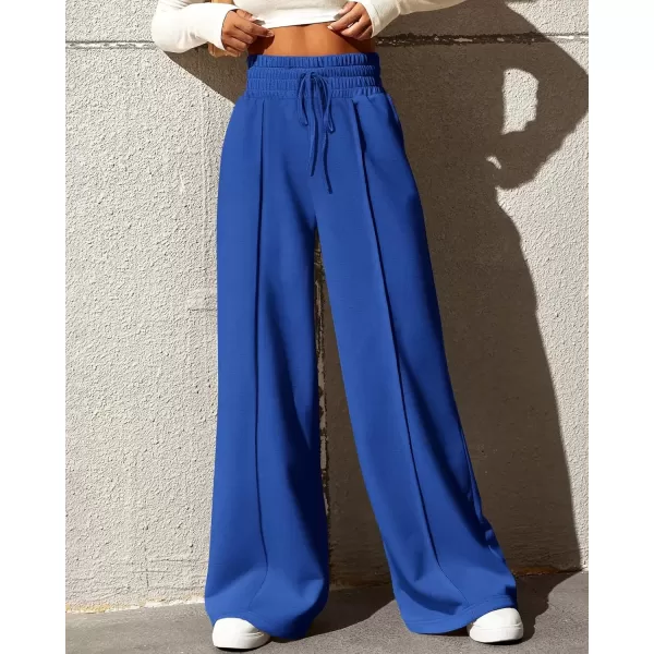 imageBTFBM Womens Wide Leg Sweatpants Casual Loose Solid Color Pants Comfy Lounge Joggers Baggy Sweatpants PocketsSolid Royal Blue