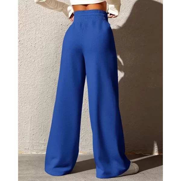 imageBTFBM Womens Wide Leg Sweatpants Casual Loose Solid Color Pants Comfy Lounge Joggers Baggy Sweatpants PocketsSolid Royal Blue