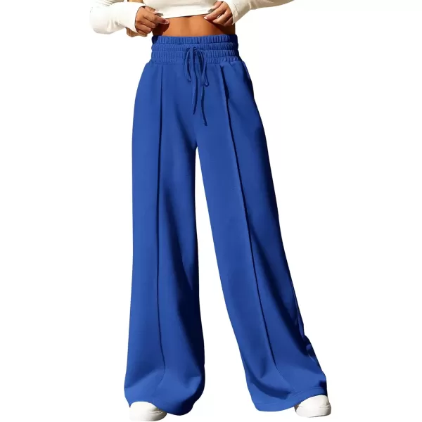imageBTFBM Womens Wide Leg Sweatpants Casual Loose Solid Color Pants Comfy Lounge Joggers Baggy Sweatpants PocketsSolid Royal Blue