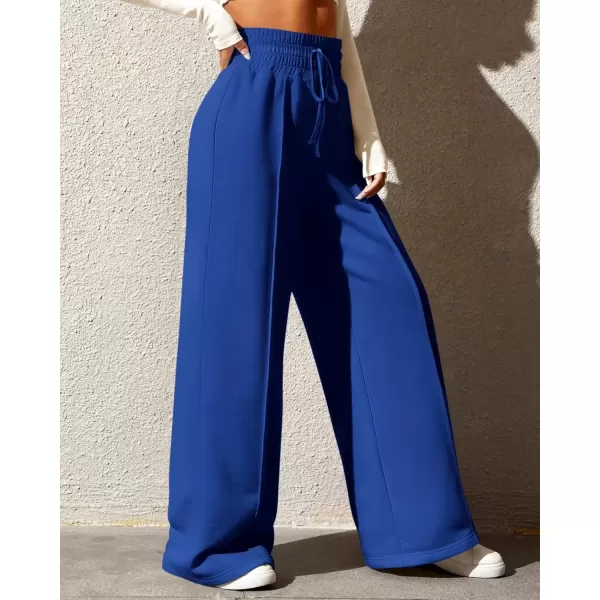 imageBTFBM Womens Wide Leg Sweatpants Casual Loose Solid Color Pants Comfy Lounge Joggers Baggy Sweatpants PocketsSolid Royal Blue