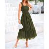 imageBTFBM Womens 2025 Summer Midi Dress Casual Sleeveless Square Neck Smocked Ruffle Tulle Tiered Wedding Guest DressesArmy Green