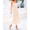 imageBTFBM Womens 2025 Summer Midi Dress Casual Sleeveless Square Neck Smocked Ruffle Tulle Tiered Wedding Guest DressesBeige