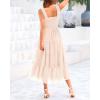 imageBTFBM Womens 2025 Summer Midi Dress Casual Sleeveless Square Neck Smocked Ruffle Tulle Tiered Wedding Guest DressesBeige