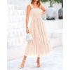 imageBTFBM Womens 2025 Summer Midi Dress Casual Sleeveless Square Neck Smocked Ruffle Tulle Tiered Wedding Guest DressesBeige