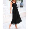 imageBTFBM Womens 2025 Summer Midi Dress Casual Sleeveless Square Neck Smocked Ruffle Tulle Tiered Wedding Guest DressesBlack