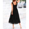 imageBTFBM Womens 2025 Summer Midi Dress Casual Sleeveless Square Neck Smocked Ruffle Tulle Tiered Wedding Guest DressesBlack