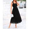 imageBTFBM Womens 2025 Summer Midi Dress Casual Sleeveless Square Neck Smocked Ruffle Tulle Tiered Wedding Guest DressesBlack