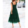 imageBTFBM Womens 2025 Summer Midi Dress Casual Sleeveless Square Neck Smocked Ruffle Tulle Tiered Wedding Guest DressesDark Green