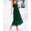 imageBTFBM Womens 2025 Summer Midi Dress Casual Sleeveless Square Neck Smocked Ruffle Tulle Tiered Wedding Guest DressesDark Green