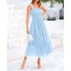 imageBTFBM Womens 2025 Summer Midi Dress Casual Sleeveless Square Neck Smocked Ruffle Tulle Tiered Wedding Guest DressesLight Blue