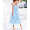 imageBTFBM Womens 2025 Summer Midi Dress Casual Sleeveless Square Neck Smocked Ruffle Tulle Tiered Wedding Guest DressesLight Blue