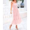 imageBTFBM Womens 2025 Summer Midi Dress Casual Sleeveless Square Neck Smocked Ruffle Tulle Tiered Wedding Guest DressesLight Pink