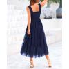 imageBTFBM Womens 2025 Summer Midi Dress Casual Sleeveless Square Neck Smocked Ruffle Tulle Tiered Wedding Guest DressesNavy