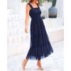 imageBTFBM Womens 2025 Summer Midi Dress Casual Sleeveless Square Neck Smocked Ruffle Tulle Tiered Wedding Guest DressesNavy