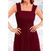 imageBTFBM Womens 2025 Summer Midi Dress Casual Sleeveless Square Neck Smocked Ruffle Tulle Tiered Wedding Guest DressesWine Red