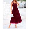 imageBTFBM Womens 2025 Summer Midi Dress Casual Sleeveless Square Neck Smocked Ruffle Tulle Tiered Wedding Guest DressesWine Red