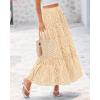 imageBTFBM Womens Boho Casual Skirts Summer 2025 Lace Embroidery Eyelet Drawstring Waist Flowy Tiered ALine Maxi SkirtBeige