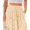 imageBTFBM Womens Boho Casual Skirts Summer 2025 Lace Embroidery Eyelet Drawstring Waist Flowy Tiered ALine Maxi SkirtBeige