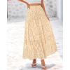 imageBTFBM Womens Boho Casual Skirts Summer 2025 Lace Embroidery Eyelet Drawstring Waist Flowy Tiered ALine Maxi SkirtBeige