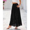 imageBTFBM Womens Boho Casual Skirts Summer 2025 Lace Embroidery Eyelet Drawstring Waist Flowy Tiered ALine Maxi SkirtBlack