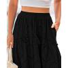 imageBTFBM Womens Boho Casual Skirts Summer 2025 Lace Embroidery Eyelet Drawstring Waist Flowy Tiered ALine Maxi SkirtBlack