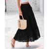 imageBTFBM Womens Boho Casual Skirts Summer 2025 Lace Embroidery Eyelet Drawstring Waist Flowy Tiered ALine Maxi SkirtBlack