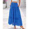 imageBTFBM Womens Boho Casual Skirts Summer 2025 Lace Embroidery Eyelet Drawstring Waist Flowy Tiered ALine Maxi SkirtBlue