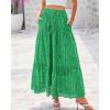 imageBTFBM Womens Boho Casual Skirts Summer 2025 Lace Embroidery Eyelet Drawstring Waist Flowy Tiered ALine Maxi SkirtGreen