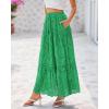 imageBTFBM Womens Boho Casual Skirts Summer 2025 Lace Embroidery Eyelet Drawstring Waist Flowy Tiered ALine Maxi SkirtGreen