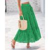 imageBTFBM Womens Boho Casual Skirts Summer 2025 Lace Embroidery Eyelet Drawstring Waist Flowy Tiered ALine Maxi SkirtGreen