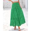 imageBTFBM Womens Boho Casual Skirts Summer 2025 Lace Embroidery Eyelet Drawstring Waist Flowy Tiered ALine Maxi SkirtGreen