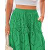 imageBTFBM Womens Boho Casual Skirts Summer 2025 Lace Embroidery Eyelet Drawstring Waist Flowy Tiered ALine Maxi SkirtGreen