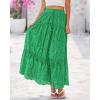 imageBTFBM Womens Boho Casual Skirts Summer 2025 Lace Embroidery Eyelet Drawstring Waist Flowy Tiered ALine Maxi SkirtGreen