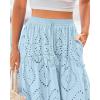 imageBTFBM Womens Boho Casual Skirts Summer 2025 Lace Embroidery Eyelet Drawstring Waist Flowy Tiered ALine Maxi SkirtLight Blue