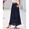 imageBTFBM Womens Boho Casual Skirts Summer 2025 Lace Embroidery Eyelet Drawstring Waist Flowy Tiered ALine Maxi SkirtNavy