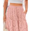 imageBTFBM Womens Boho Casual Skirts Summer 2025 Lace Embroidery Eyelet Drawstring Waist Flowy Tiered ALine Maxi SkirtPink