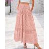 imageBTFBM Womens Boho Casual Skirts Summer 2025 Lace Embroidery Eyelet Drawstring Waist Flowy Tiered ALine Maxi SkirtPink