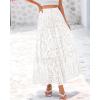 imageBTFBM Womens Boho Casual Skirts Summer 2025 Lace Embroidery Eyelet Drawstring Waist Flowy Tiered ALine Maxi SkirtWhite