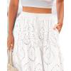 imageBTFBM Womens Boho Casual Skirts Summer 2025 Lace Embroidery Eyelet Drawstring Waist Flowy Tiered ALine Maxi SkirtWhite
