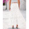 imageBTFBM Womens Boho Casual Skirts Summer 2025 Lace Embroidery Eyelet Drawstring Waist Flowy Tiered ALine Maxi SkirtWhite