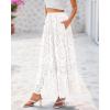 imageBTFBM Womens Boho Casual Skirts Summer 2025 Lace Embroidery Eyelet Drawstring Waist Flowy Tiered ALine Maxi SkirtWhite