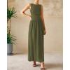 imageBTFBM Womens Sleeveless Maxi Dresses Crew Neck High Waisted Patchwork Ruched Tank Formal 2025 Summer Dress PocketsArmy Green