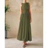 imageBTFBM Womens Sleeveless Maxi Dresses Crew Neck High Waisted Patchwork Ruched Tank Formal 2025 Summer Dress PocketsArmy Green