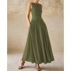 imageBTFBM Womens Sleeveless Maxi Dresses Crew Neck High Waisted Patchwork Ruched Tank Formal 2025 Summer Dress PocketsArmy Green