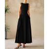 imageBTFBM Womens Sleeveless Maxi Dresses Crew Neck High Waisted Patchwork Ruched Tank Formal 2025 Summer Dress PocketsBlack
