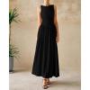 imageBTFBM Womens Sleeveless Maxi Dresses Crew Neck High Waisted Patchwork Ruched Tank Formal 2025 Summer Dress PocketsBlack