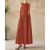 imageBTFBM Womens Sleeveless Maxi Dresses Crew Neck High Waisted Patchwork Ruched Tank Formal 2025 Summer Dress PocketsBrick Red