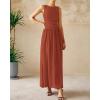 imageBTFBM Womens Sleeveless Maxi Dresses Crew Neck High Waisted Patchwork Ruched Tank Formal 2025 Summer Dress PocketsBrick Red