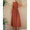 imageBTFBM Womens Sleeveless Maxi Dresses Crew Neck High Waisted Patchwork Ruched Tank Formal 2025 Summer Dress PocketsBrick Red