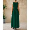 imageBTFBM Womens Sleeveless Maxi Dresses Crew Neck High Waisted Patchwork Ruched Tank Formal 2025 Summer Dress PocketsDark Green